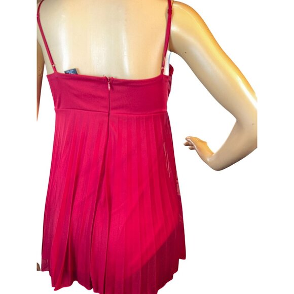 Rampage Womens Sleeveless Pleated Babydoll Top Red Sequin Medium Y2K Holiday - Picture 3 of 9